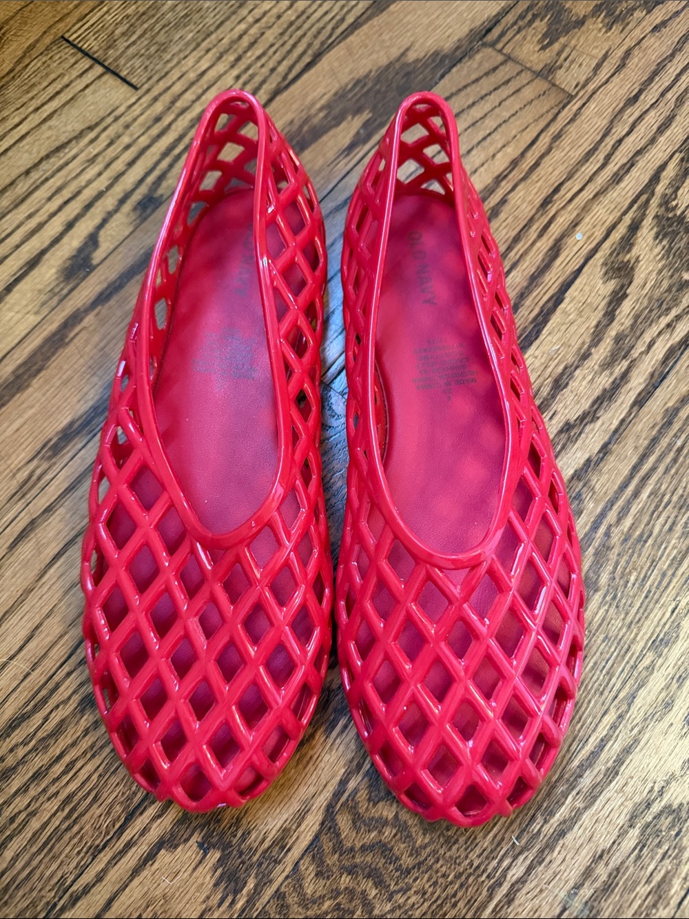 Women’s Red Lattice Jelly Slip-On Flats